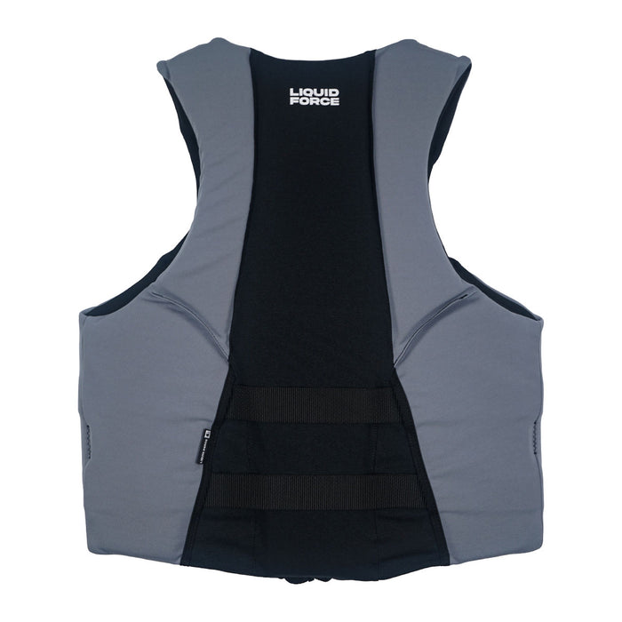 Back of Rush CGA in gray and black with white Liquid Force logo near the top.