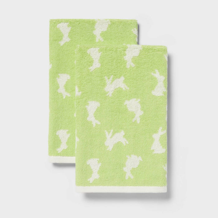 2pk Easter Bunny Hand Towel Set Green