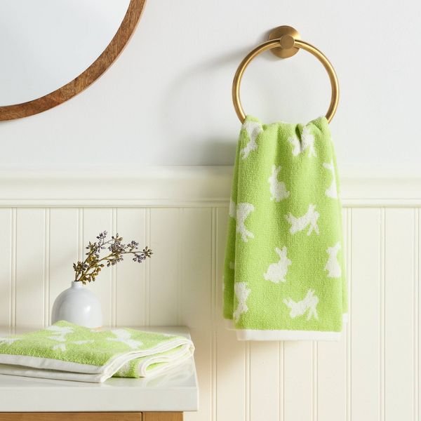 2pk Easter Bunny Hand Towel Set Green