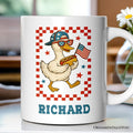 4th of July Patriotic Duck Personalized Mug, Funny Independence Day Gift with Custom Name Personalized Ceramic Mug OrnamentallyYou Customized
