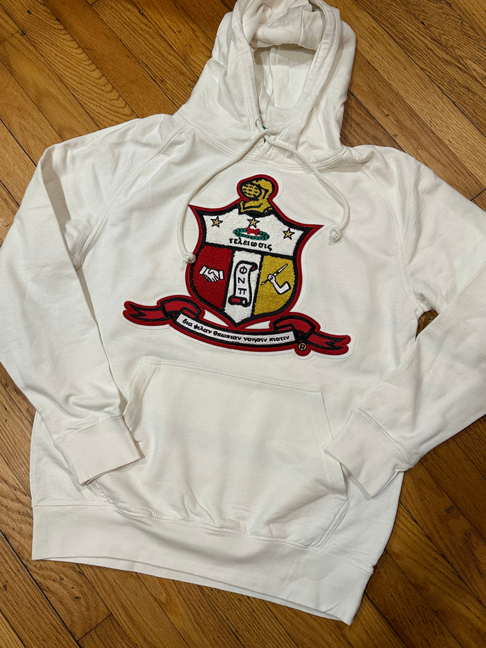 D9 - Vintage Washed Chenille Crest Hooded Sweatshirt
