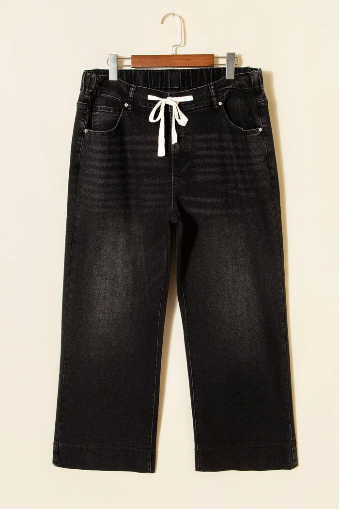 Acid Wash Contrast Lace-up Plus Size Jeans