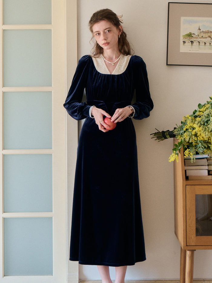 Aila V-Neck Velvet Dress