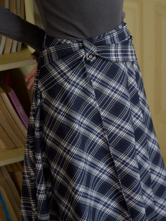 Alayah A-Line Plaid Viscose Skirt