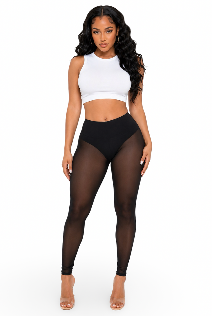 All Good - Women's Mesh Stretch Built-in Panty Leggings
