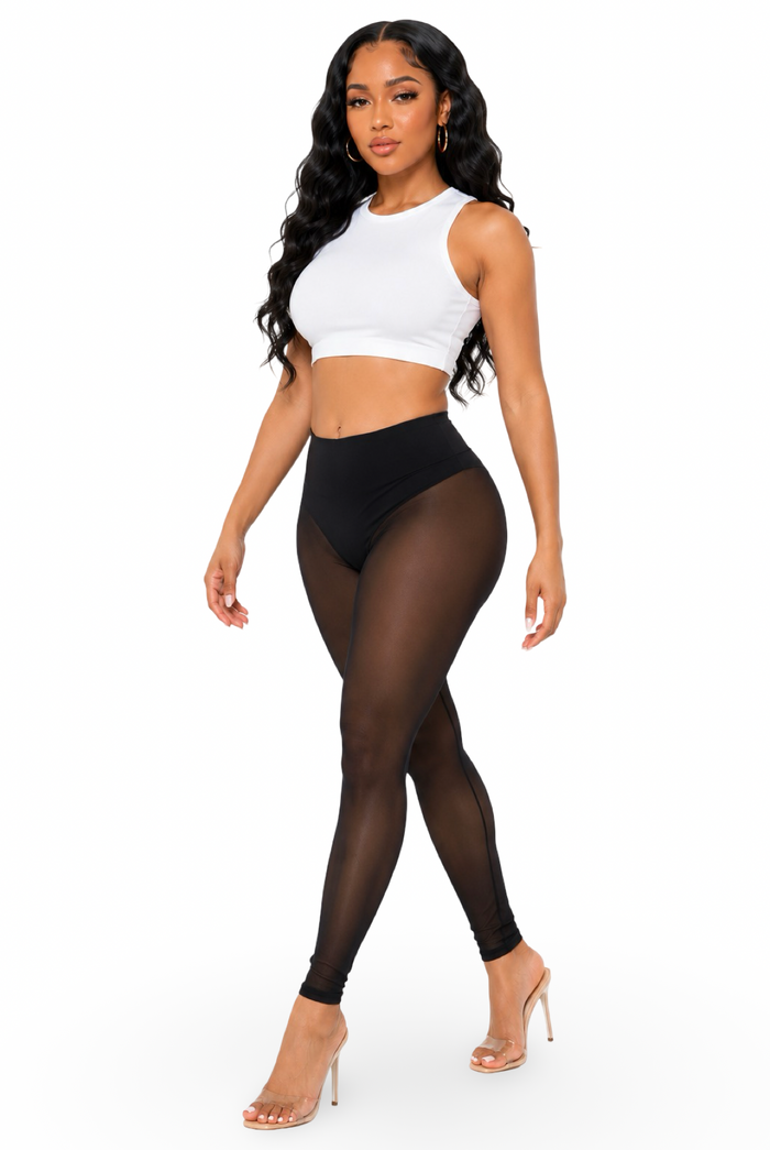 All Good - Women's Mesh Stretch Built-in Panty Leggings