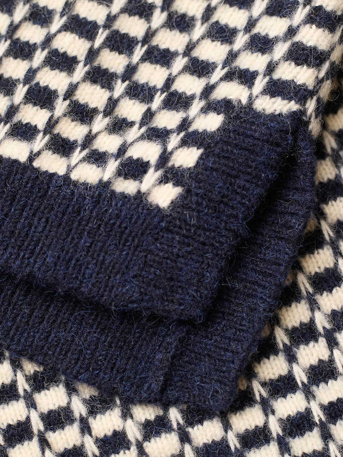 Alpaca Blend Micro Check Funnel Neck Jumper