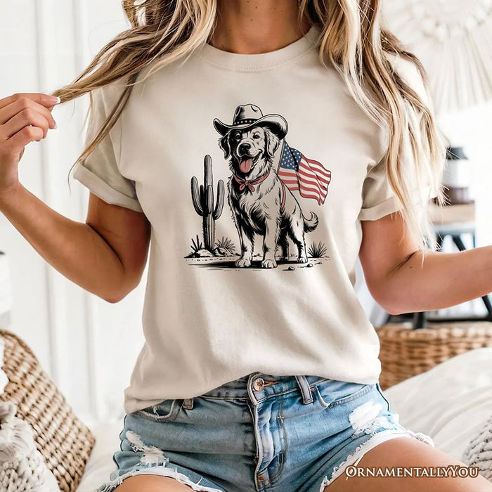 American Cowboy Dog T-Shirt, Western 4th of July Tee for Pet Lovers T-Shirts OrnamentallyYou