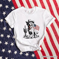 American Cowboy Dog T-Shirt, Western 4th of July Tee for Pet Lovers T-Shirts OrnamentallyYou White XS