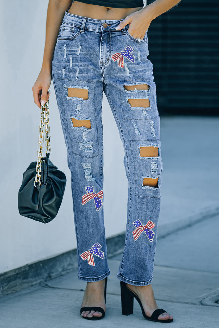 Americana Sequin Bow Jeans