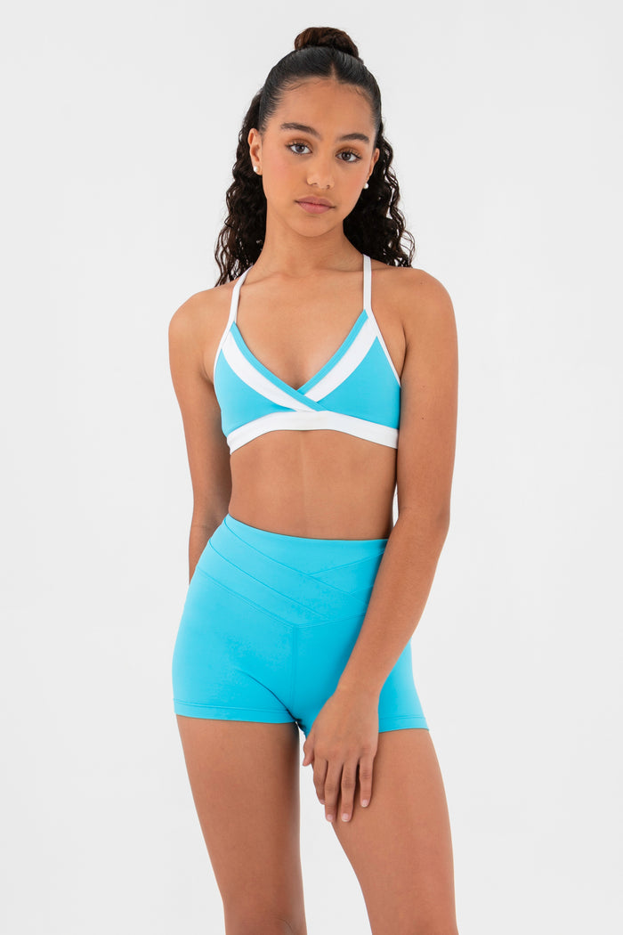 Angel Wings Crop Top in Azure Blue - Front View