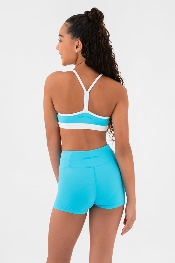 Angel Wings Crop Top in Azure Blue - Back View