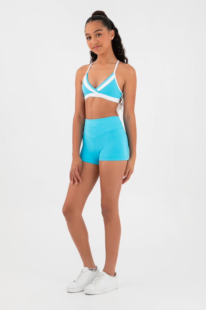 Angel Wings Crop Top in Azure Blue - Side