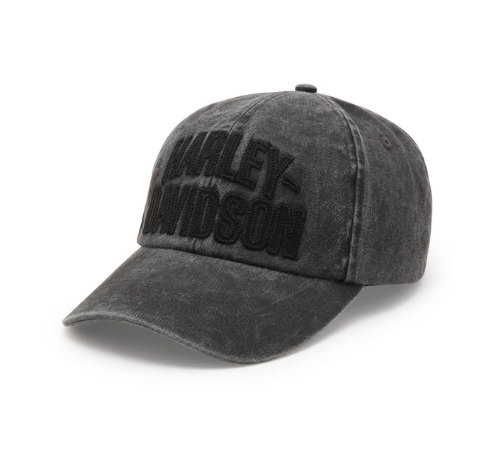 Arched Font Panhead Fitted Baseball Hat - Harley Black