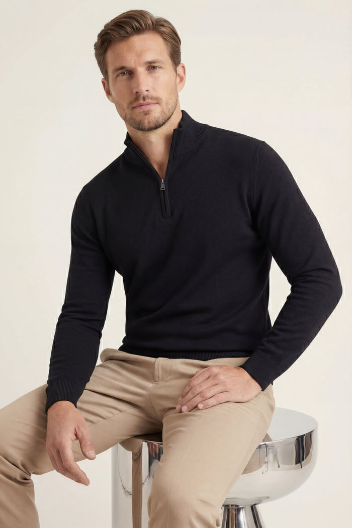 Arlino Quarter Zip Knit Black