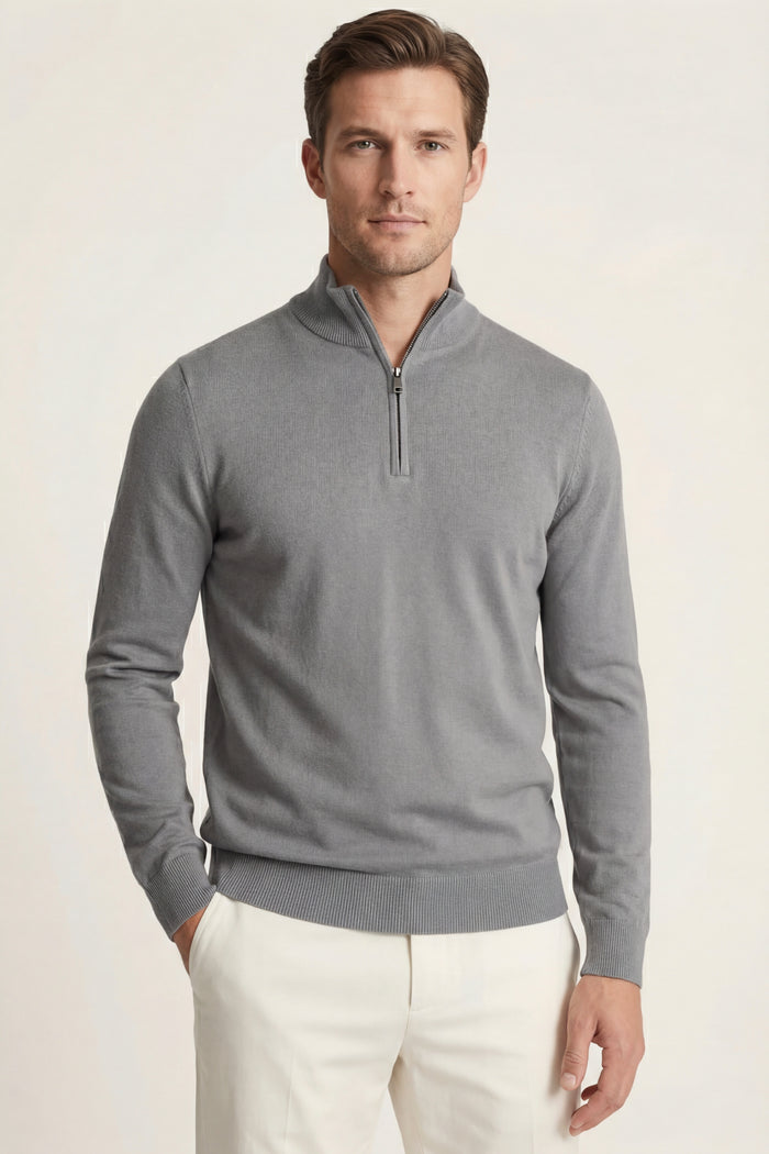 Arlino Quarter Zip Knit Dark Grey