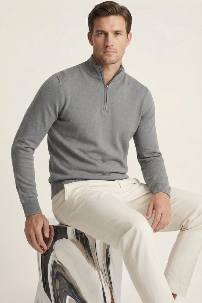 Arlino Quarter Zip Knit Dark Grey