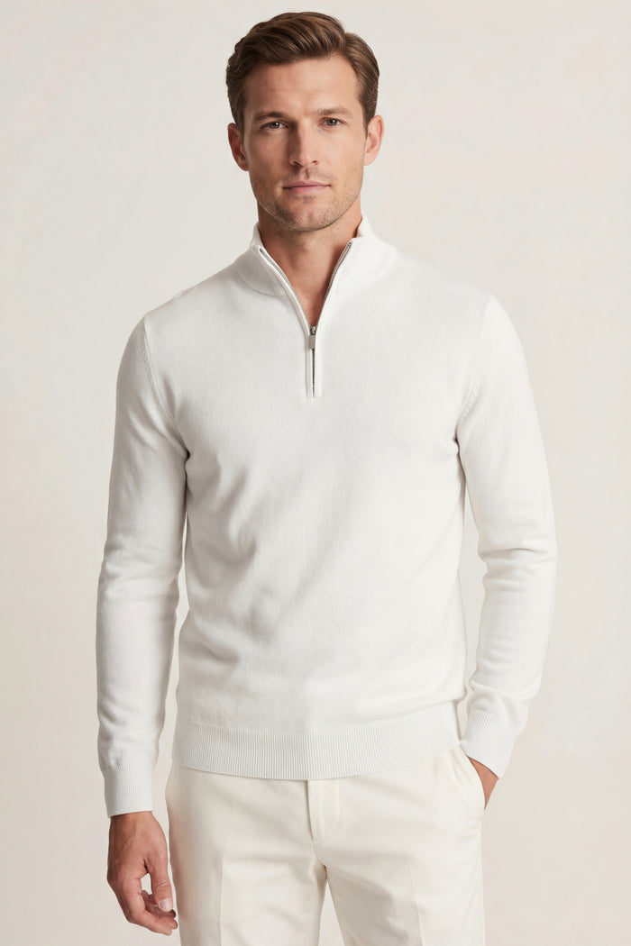 Arlino Quarter Zip Knit White