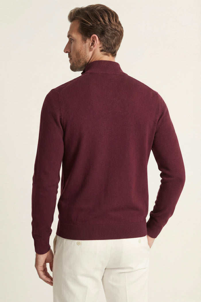 Arlino Quarter Zip Knit Wine Red