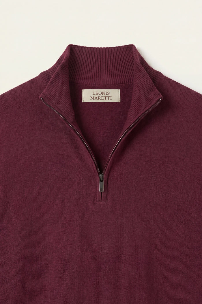 Arlino Quarter Zip Knit Wine Red