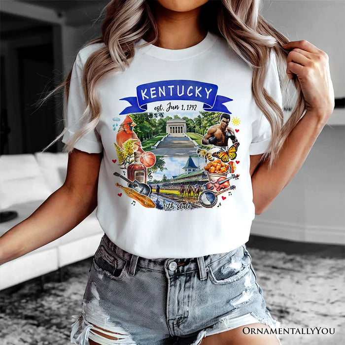 Artistic Kentucky State Themes and Landmarks T-Shirt, Tee for History and Travel Lovers T-Shirts OrnamentallyYou