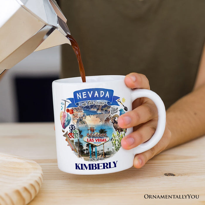 Artistic Nevada State Themes and Landmarks Personalized Mug With Custom Name Personalized Ceramic Mug OrnamentallyYou