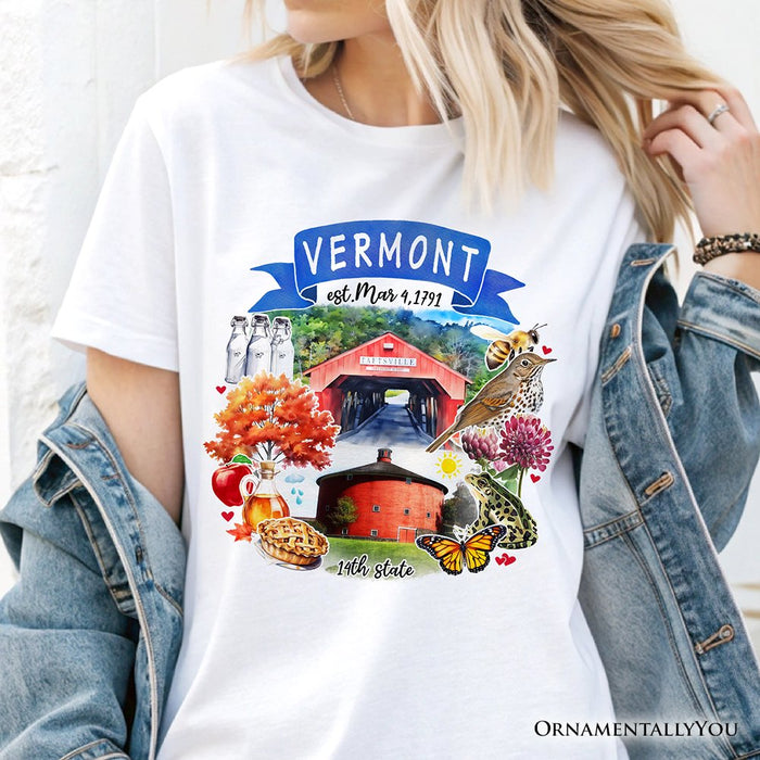 Artistic Vermont State Themes and Landmarks T-Shirt, Tee for History and Travel Lovers T-Shirts OrnamentallyYou