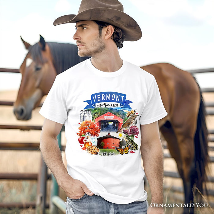 Artistic Vermont State Themes and Landmarks T-Shirt, Tee for History and Travel Lovers T-Shirts OrnamentallyYou
