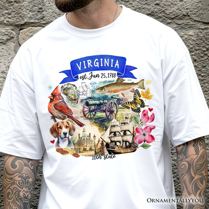 Artistic Virginia State Themes and Landmarks T-Shirt, Tee for History and Travel Lovers T-Shirts OrnamentallyYou
