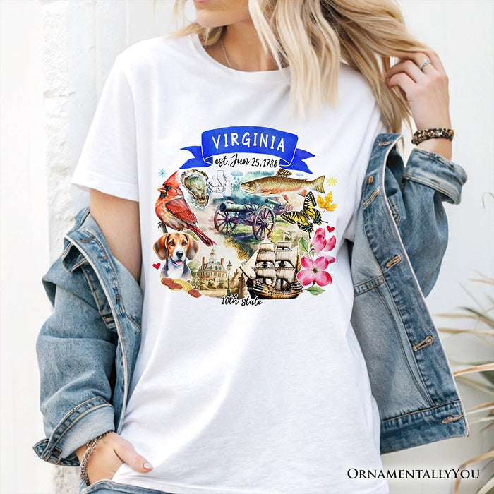 Artistic Virginia State Themes and Landmarks T-Shirt, Tee for History and Travel Lovers T-Shirts OrnamentallyYou