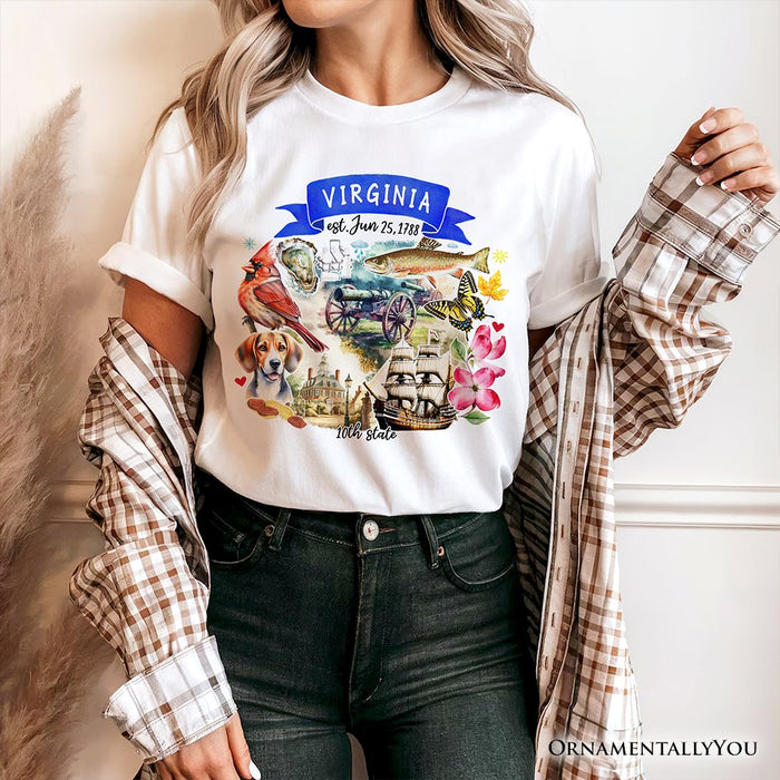 Artistic Virginia State Themes and Landmarks T-Shirt, Tee for History and Travel Lovers T-Shirts OrnamentallyYou