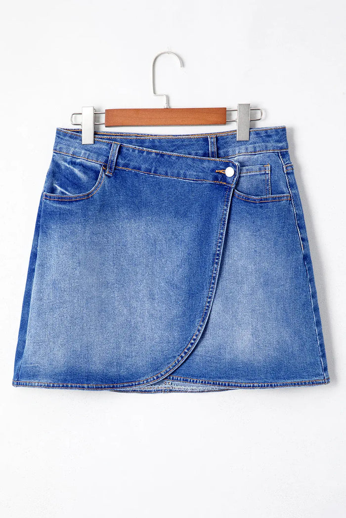 Ashleigh Blue Wrapped Crossed Waist Denim Mini Skirt - Bottoms/Skirts & Petticoat