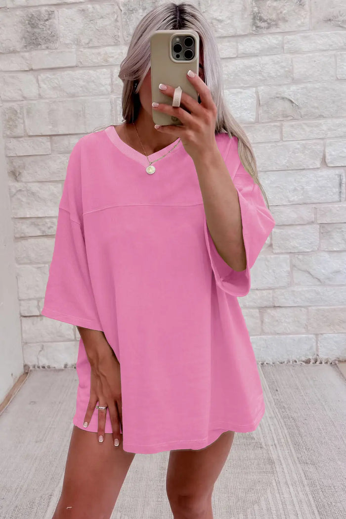 Baggy V Neck Half Sleeve Tee and Shorts Co-ord Set - Two Piece Sets/Short Sets
