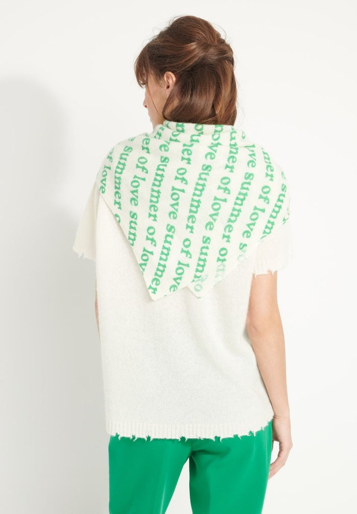 UNI 7 Bandana en cachemire déjaugé imprimé " SUMMER OF LOVE" vert