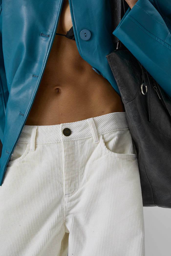 Bethel Off-White Cord Wide Leg Trouser