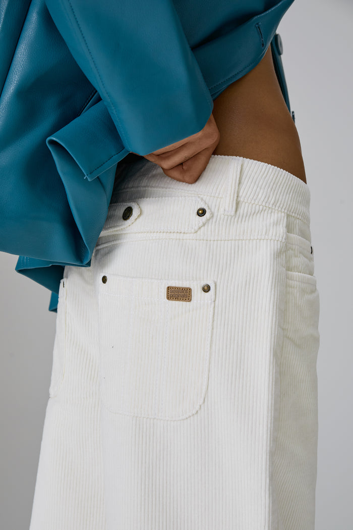 Bethel Off-White Cord Wide Leg Trouser