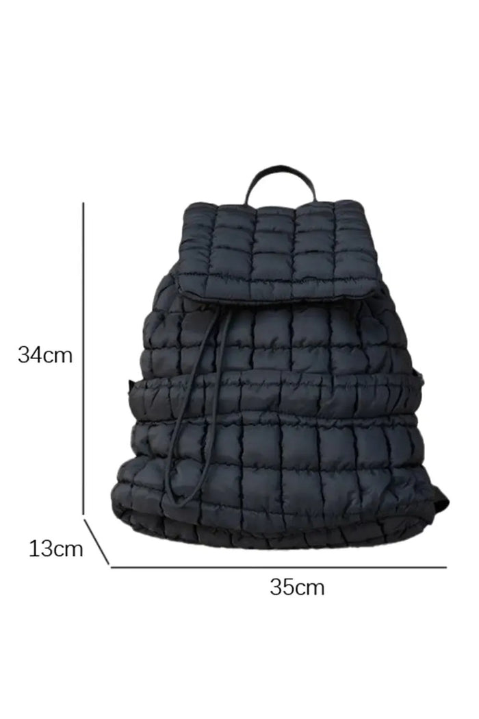 Black Solid Flapped Quilted Puffer Backpack - Shoes & Bags/Backpacks