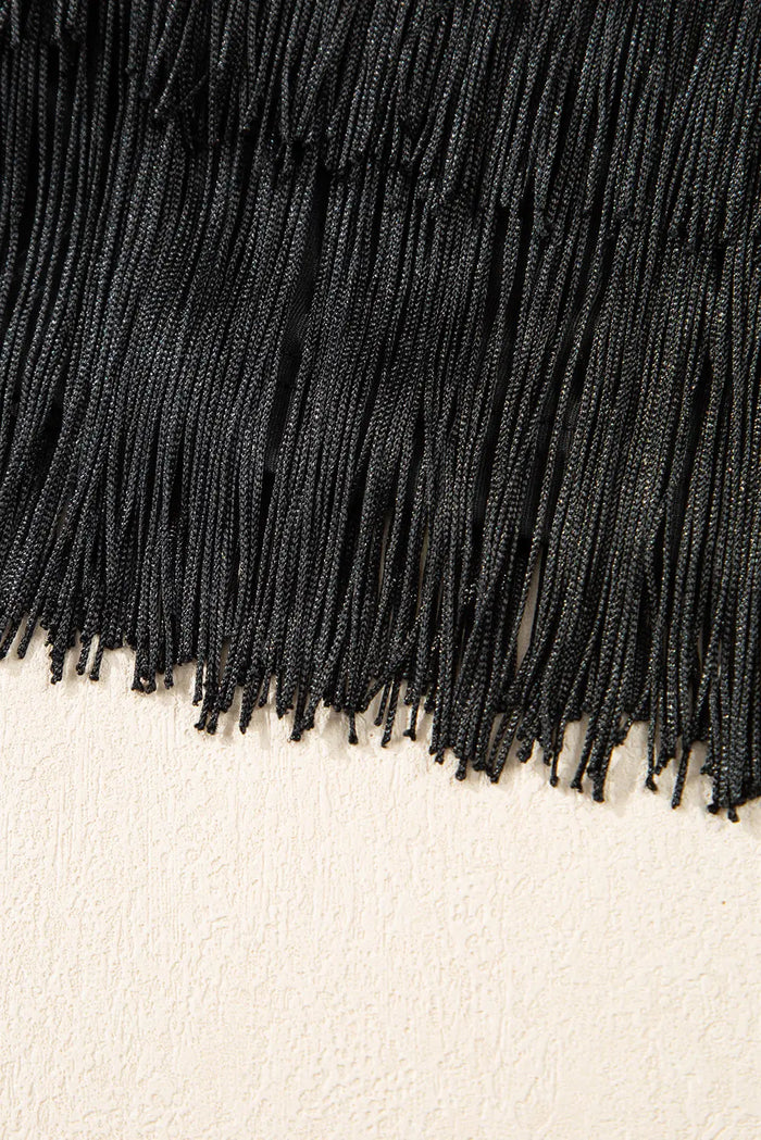 Black Tiered Fringe Trimmed Mini Skirt - Bottoms/Skirts & Petticoat