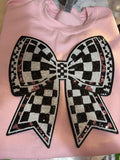 Blk/White  pink sequin bow(must purchase crewneck as well)