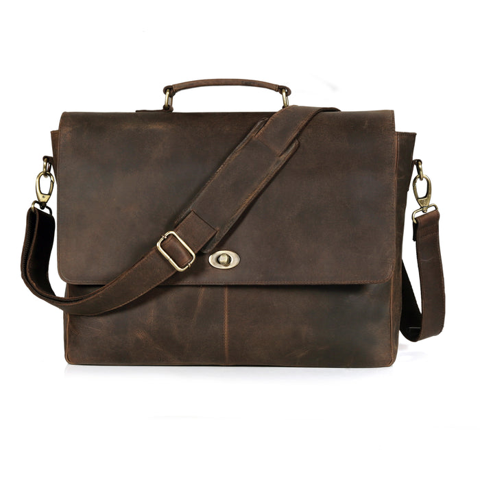 Bogo: Brown Leather Messenger Bag With Tree of Life Journal