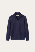 Bolzano Cable Zip Knit Blue Grey