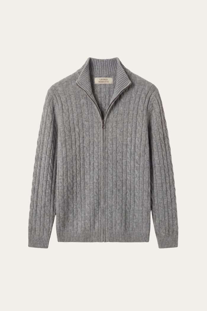 Bolzano Cable Zip Knit Grey