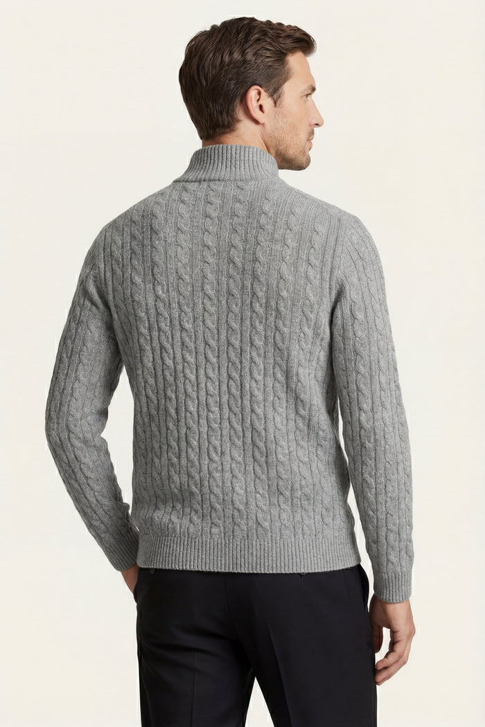 Bolzano Cable Zip Knit Grey
