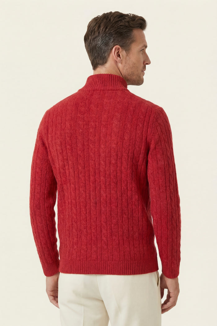 Bolzano Cable Zip Knit Red