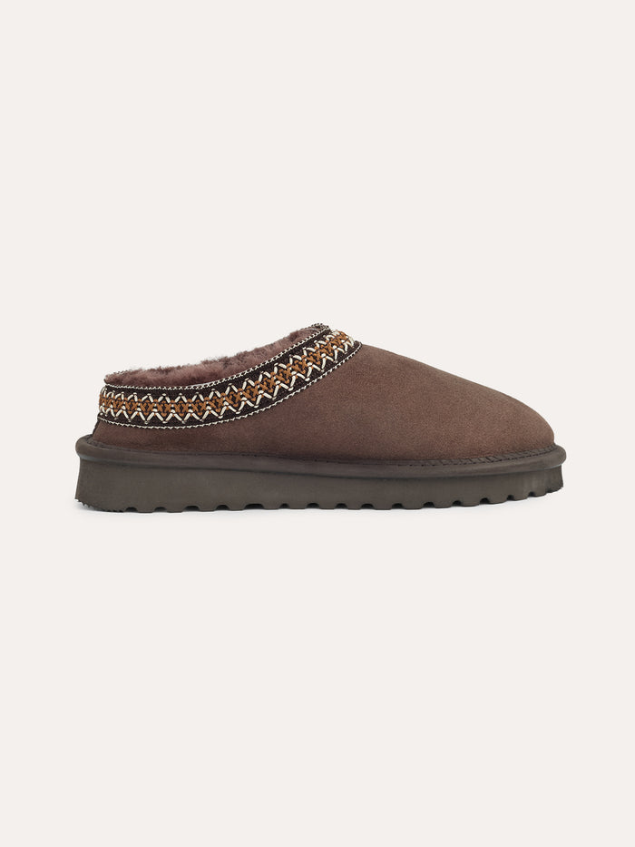 Braid Trim Sheepskin Clogs