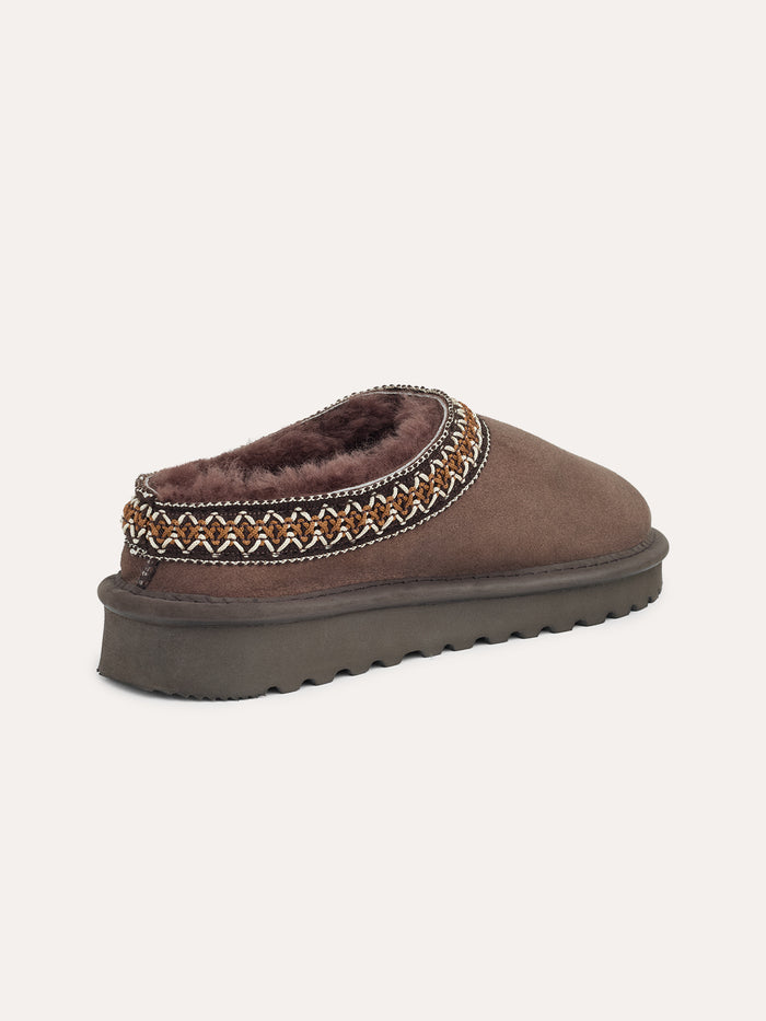 Braid Trim Sheepskin Clogs