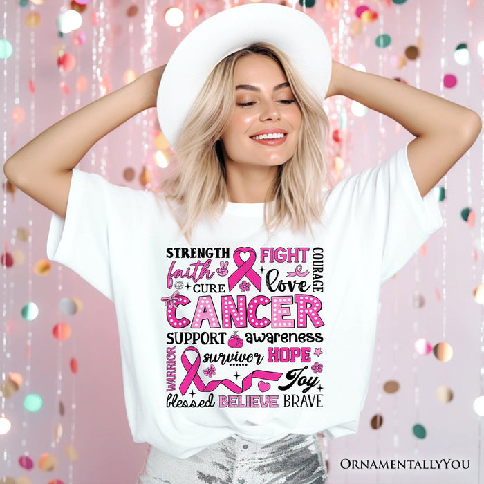 Breast Cancer Awareness Ribbon T-Shirt, In October We Wear Pink Support Tee T-Shirts OrnamentallyYou