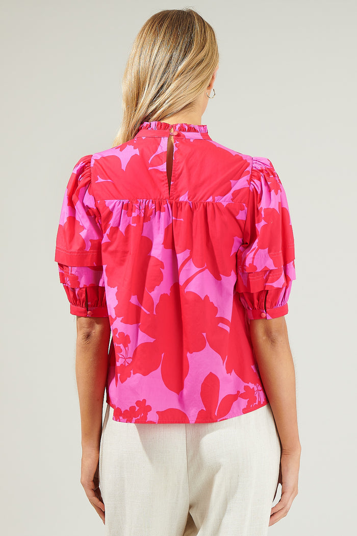Briff Floral Ever After Mock Neck Blouse