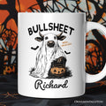 Bullsheet Halloween Bull Personalized Mug, Hilarious Cow Gift with Custom Name Personalized Ceramic Mug OrnamentallyYou White Customized