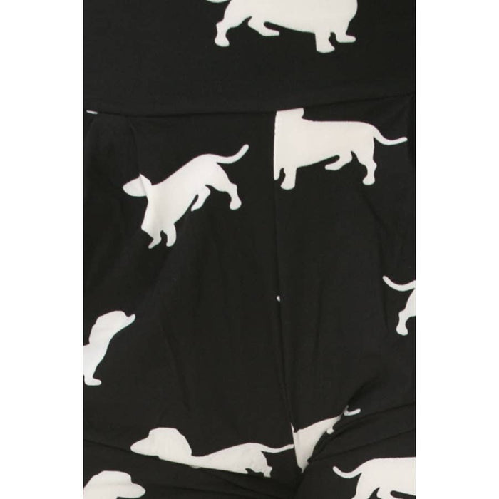 Buttery Soft Dachshund Print High-Waist Harem Shorts with Pockets